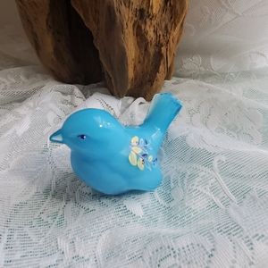 Fenton glass blue bird handpainted